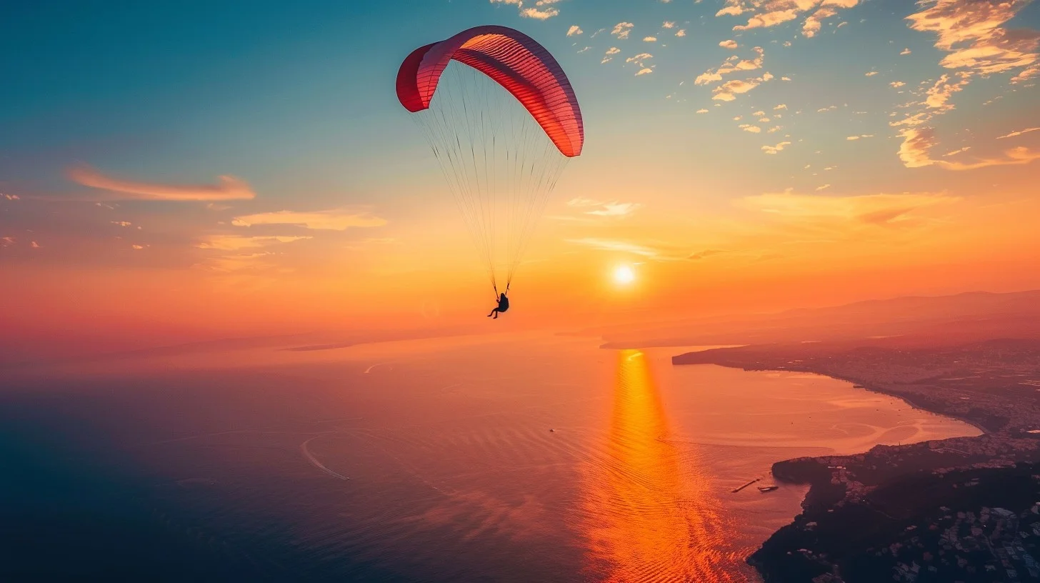 Paragliding in Paradise over Cape Town at sunset