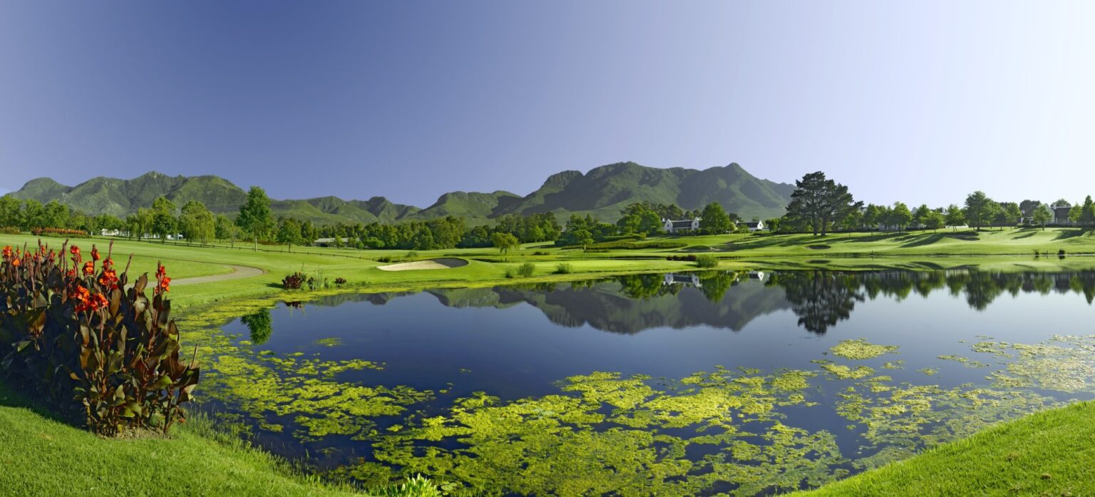 Fancourt Golf Estate with mountain backdrop